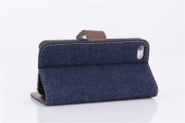 YYXW Cowboy Cloth Card Holder Leather Case för iPhone 5/5s